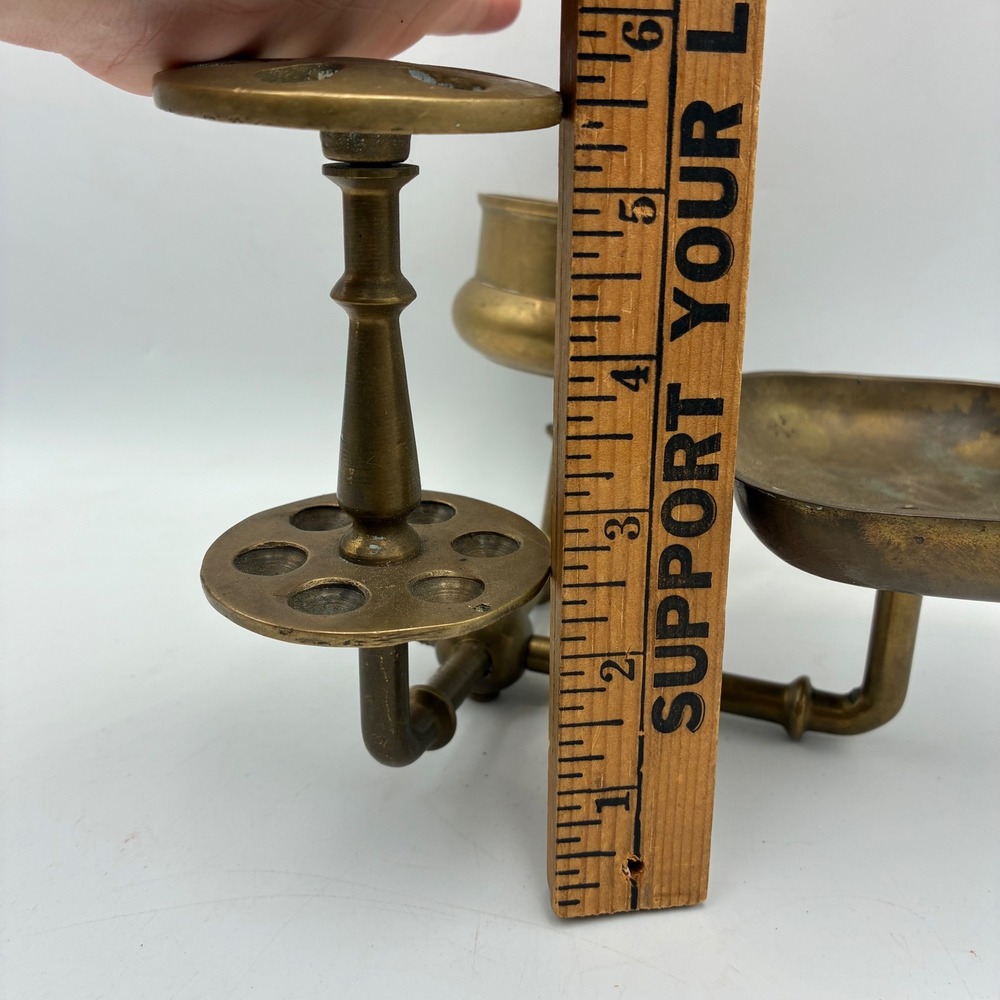 Vintage Solid Brass Wall Mount Bathroom Organizer Soap Dish Toothbrush Holder - Picture 8 of 8
